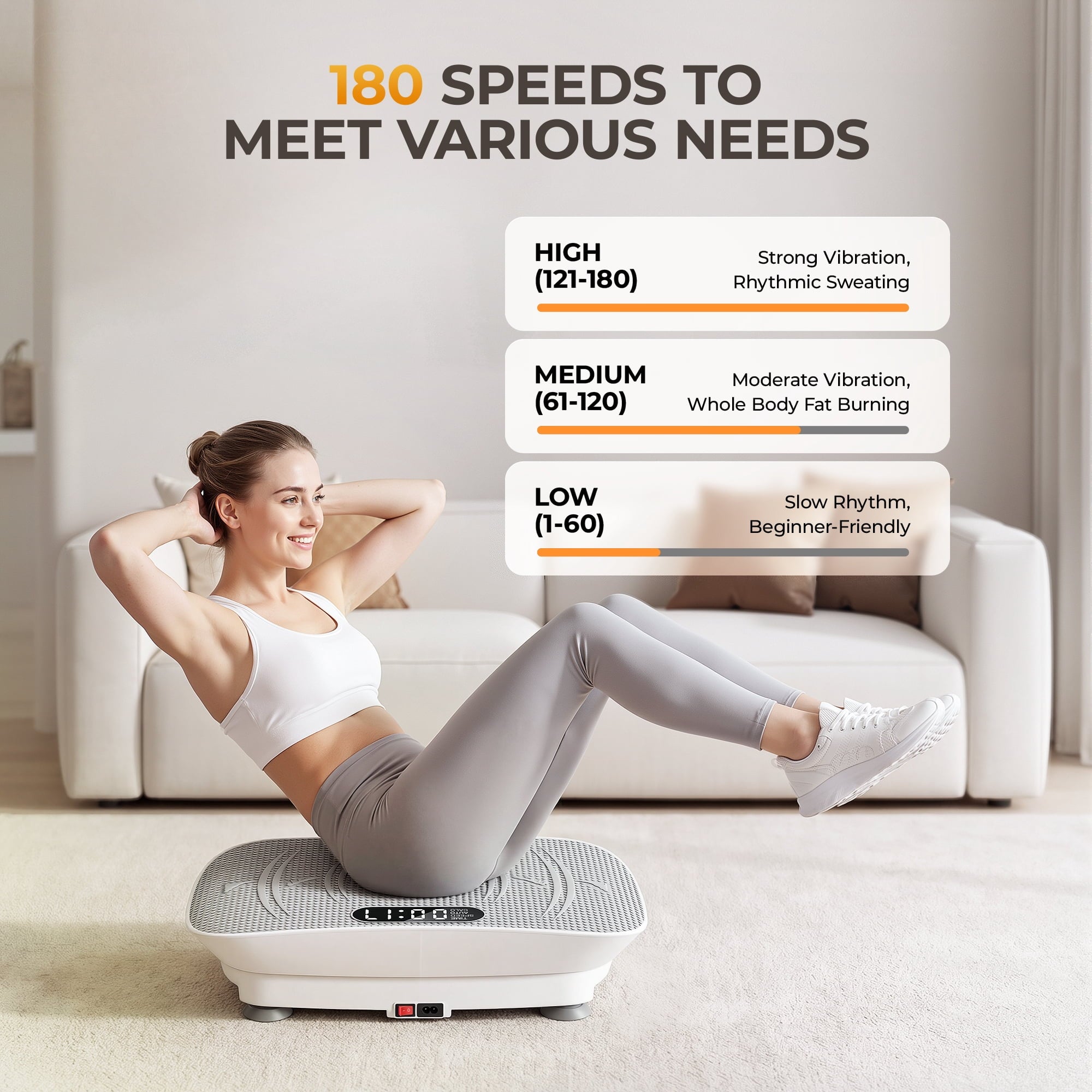 Airfind Vibration Plate Exercise Machine for Lymphatic Drainage, Whole Body Vibration Platform with Bluetooth, Remote,2 Yoga Strap,5 Resistance Bands for Home Exercise Gym,450lb Capacity,White