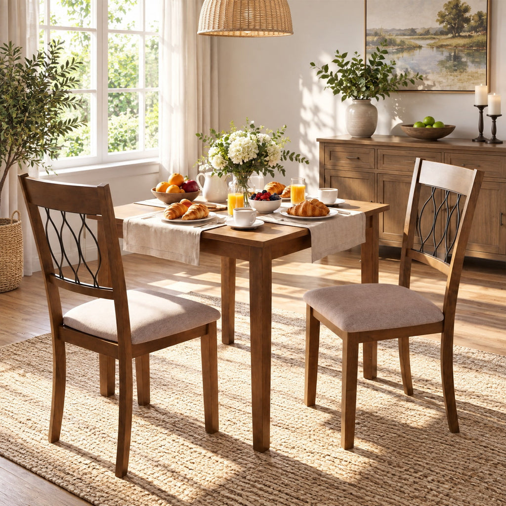 Airfind Set of 2 Dining Chair Fabric/Faux Leather Upholstered with Padded Seat, Chair 330 lbs Capacity, 19.5 x 22.5 x 38 Footprint, Brown