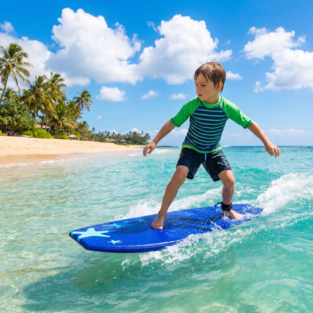 Airfind 41 Inch Portable Travel Bodyboard for Adults ¡ª XPE Deck, EPS Core, HDPE Slick Bottom, Crescent Tail, Wrist Leash (Blue)