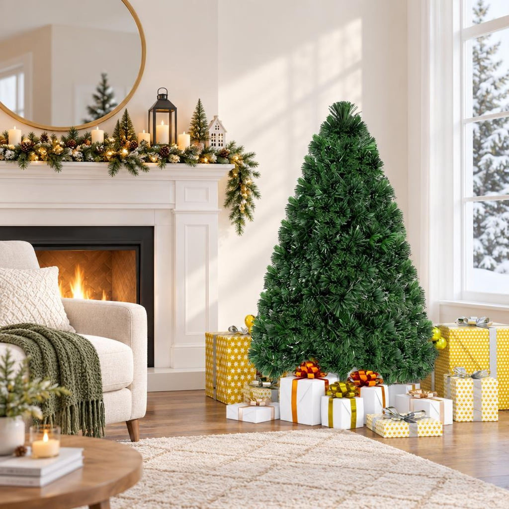 Airfind 3ft / 4ft / 5ft / 6ft Fiber Optic Artificial PVC Christmas Tree-4 ft, PVC Plastic Fiber Optic 3 Ft Frame, 1.7ft x 3ft Footprint, Green