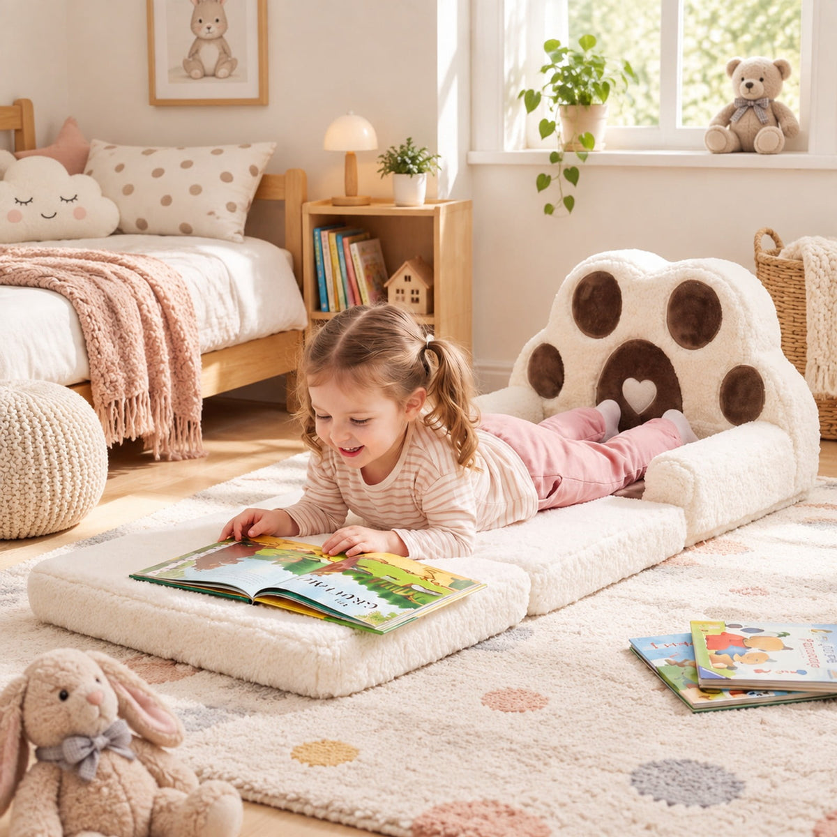 Airfind 2-in-1 Convertible Kids Sofa to Lounger with Removable Cover, Cotton Velvet Sponge Frame, for 18-36 Months Old, Brown