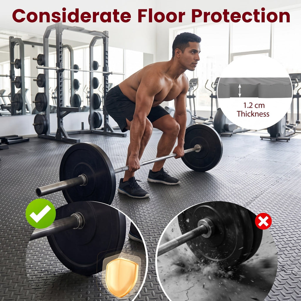 Airfind 12 Tiles Puzzle Exercise Floor Mat with Interlocking EVA Foam and Non-Slip Texture for Home Gym Equipment Protection, Gray