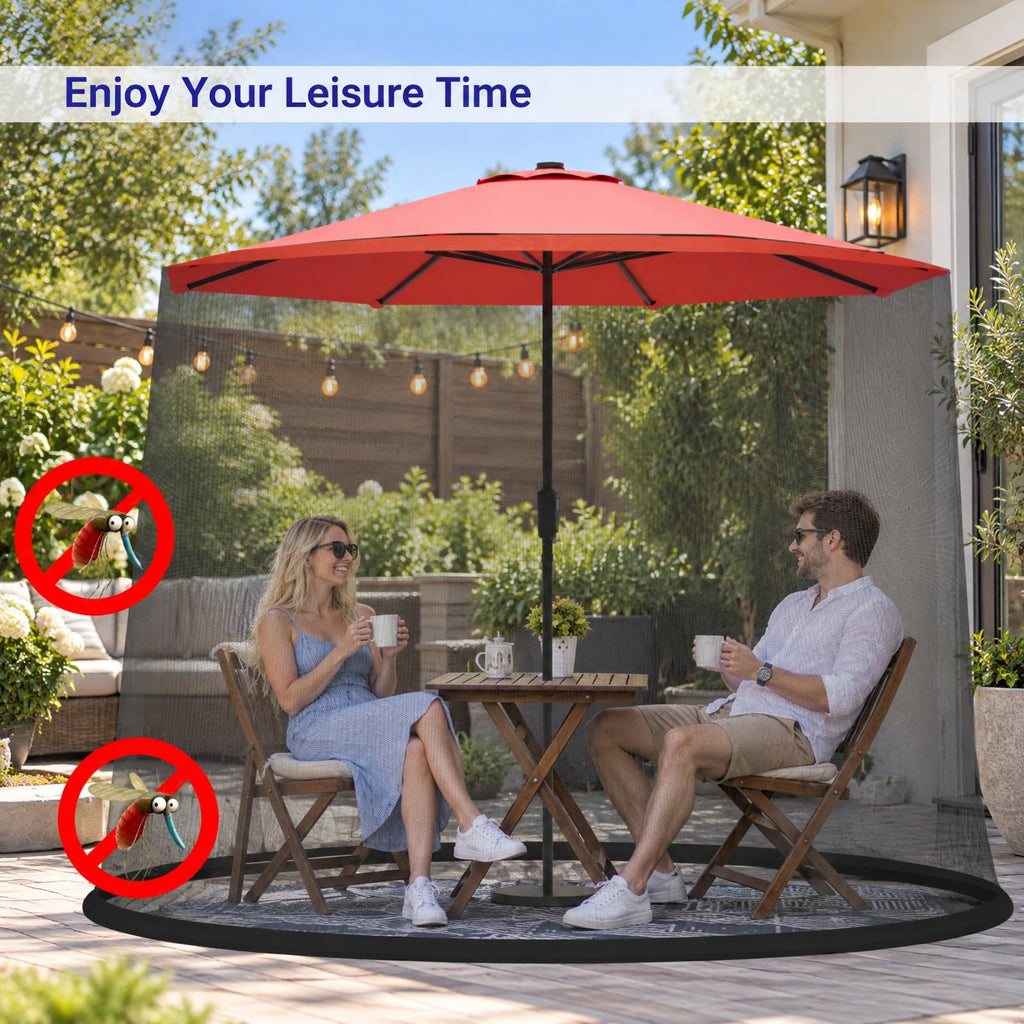 Airfind 9 -10 Feet Outdoor Umbrella Table Screen Mosquito Bug Insect Net, 30 x 7 Footprint, Black, Overall dimension 30 x 7 (L x H)