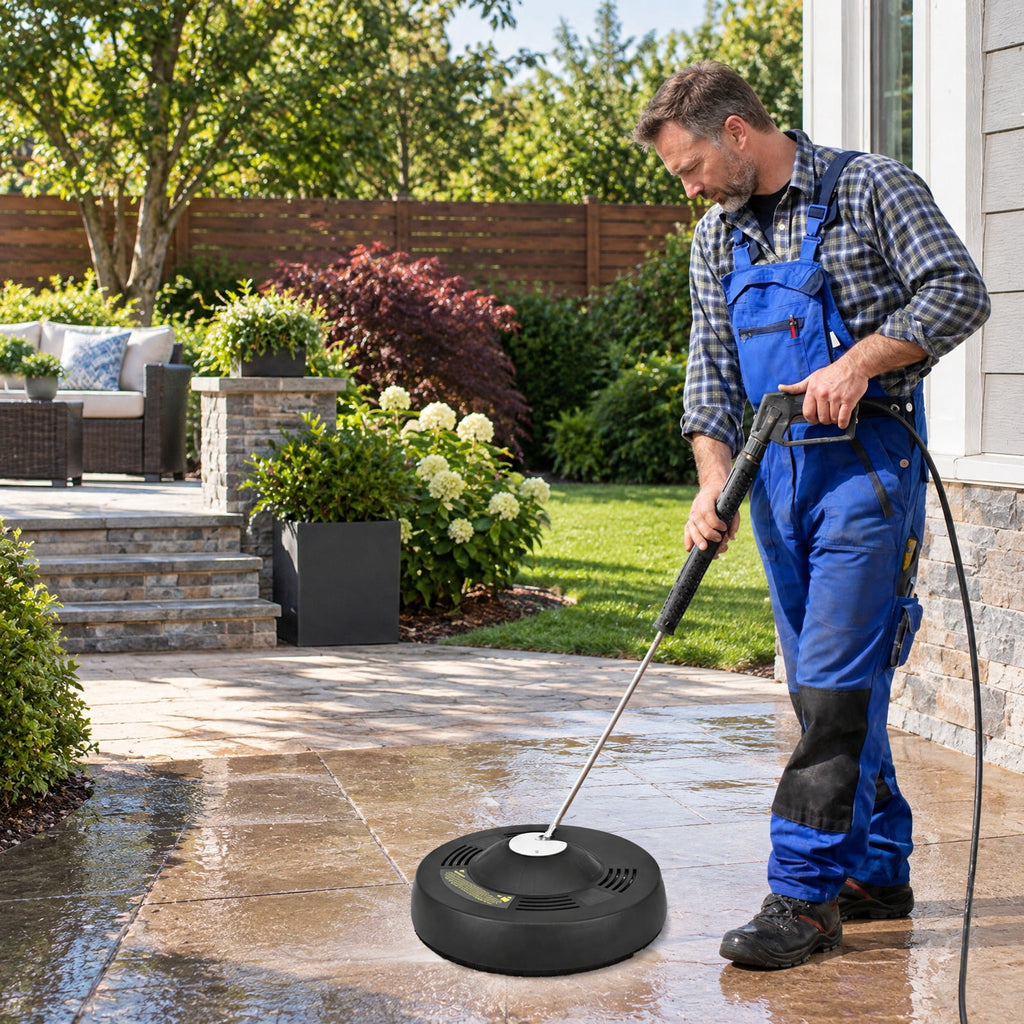 Airfind 3000psi 16 Inch Pressure Washer Surface Cleaner Attachment, Iron stainless steel copper PP plastic Frame, Black