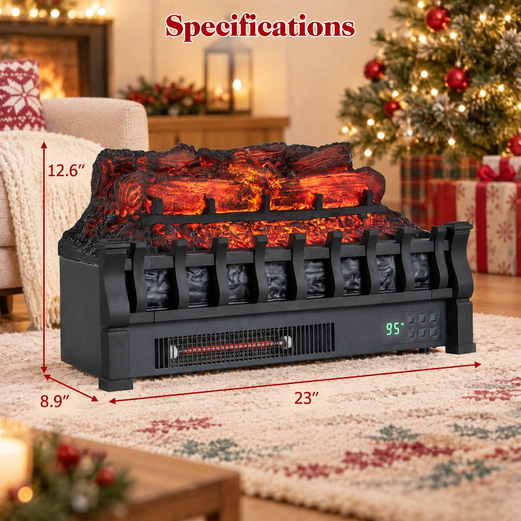 Airfind 23in WiFi Fireplace Insert Pinewood Set with App and Remote, Metal Resin Frame, 23in x 8.9in x 12.6in Cord Length 5.8 ft Footprint, Black