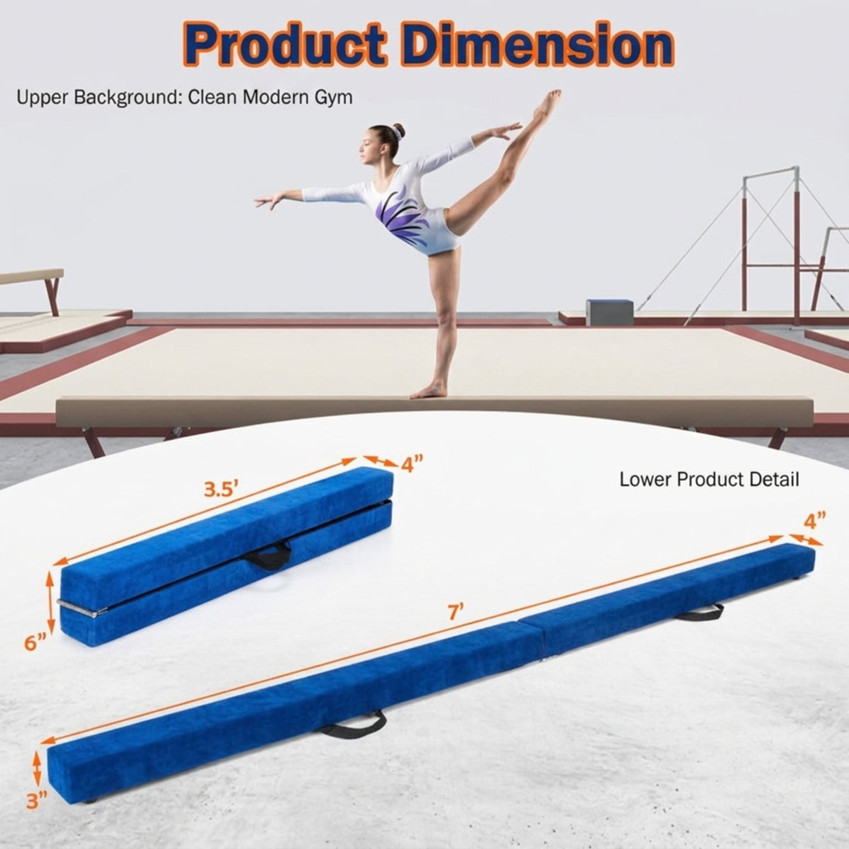 Airfind 7 Feet Folding Portable Floor Balance Beam with Suede Cover and Anti Slip Base for Kids Gymnastics Training at Home, Blue