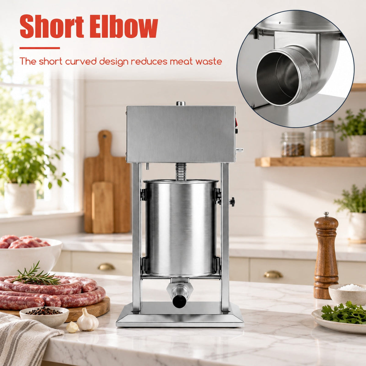 Airfind 10L Electric Sausage Stuffer with 4 Stuffing Tubes Foot Pedal and Stepless Speed Control, Stainless Steel Frame, Silver