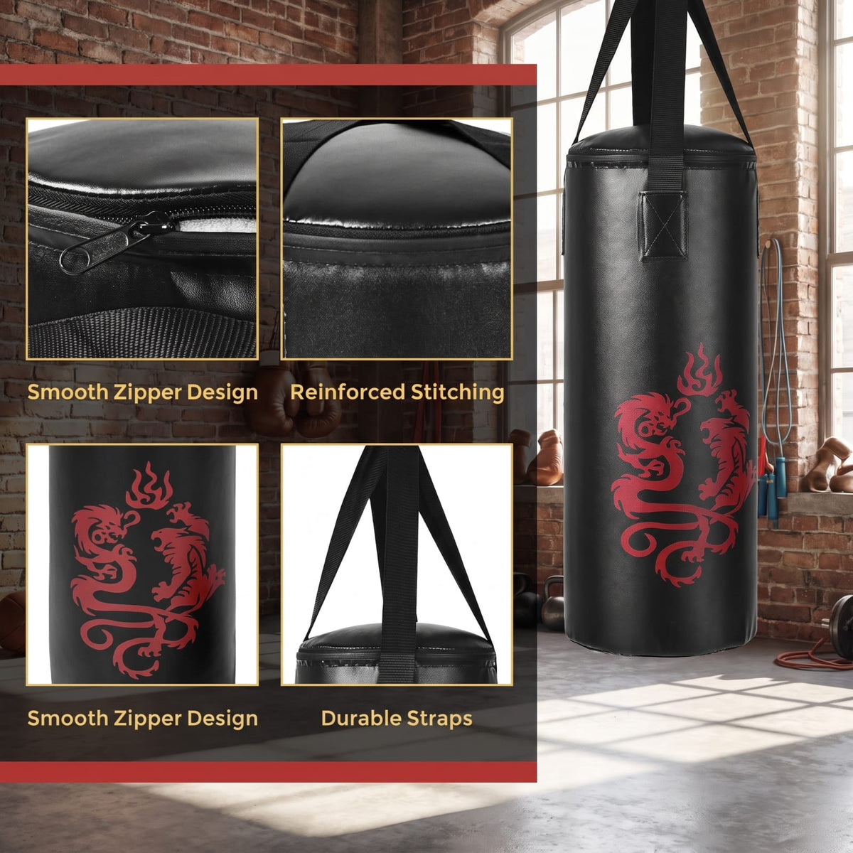 Airfind 2 Foot Kids Hanging Punching Bag Boxing Set with Gloves Skipping Rope and Rucksack for Junior Home Training, Black