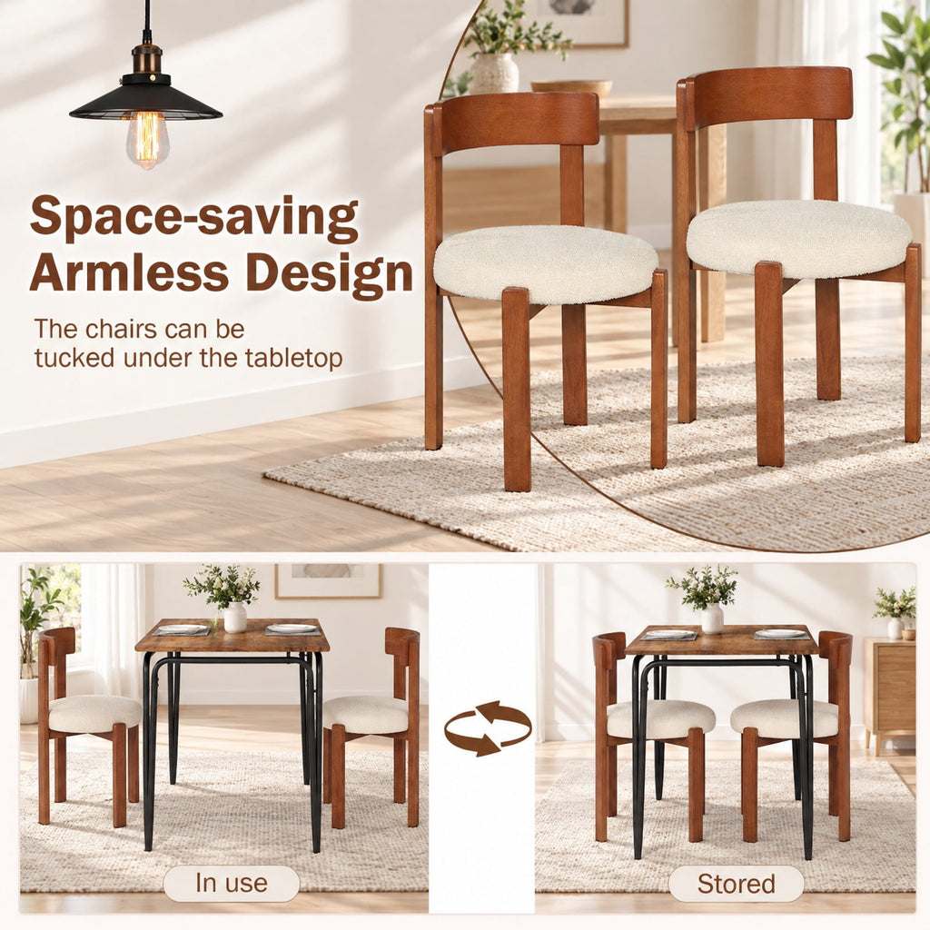 Airfind Modern Dining Chairs Set of 2 with Solid Rubber Wood Legs, 415 lbs Capacity, Rubber Wood Plywood Teddy Fleece Sponge Frame, Brown