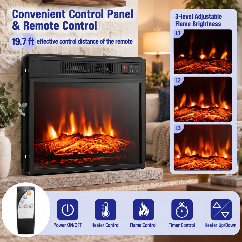 Airfind 48 Inch Electric Fireplace TV Stand with Cabinets for TVs up to 55 Inch, 70 Lbs Capacity, 48 Inch X 16 Inch X 30 Inch, Black