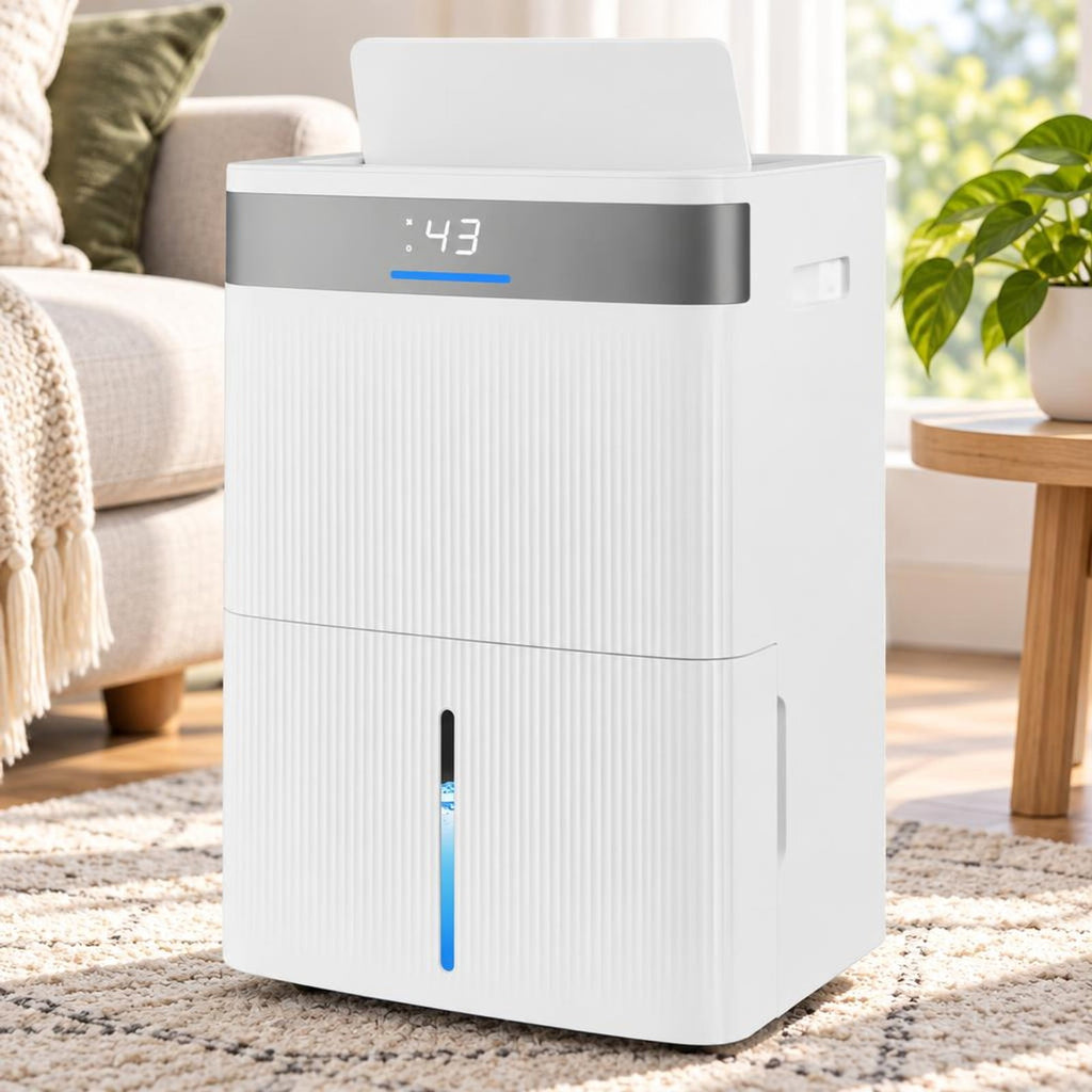 Airfind Dehumidifier, 96 Pints, with 24H Timer and 3-Color Indicator, ABS Frame, 13.5 Inch x 10.5 Inch x 20.5 Inch/34 x 26.5 x 52 cm Footprint, White