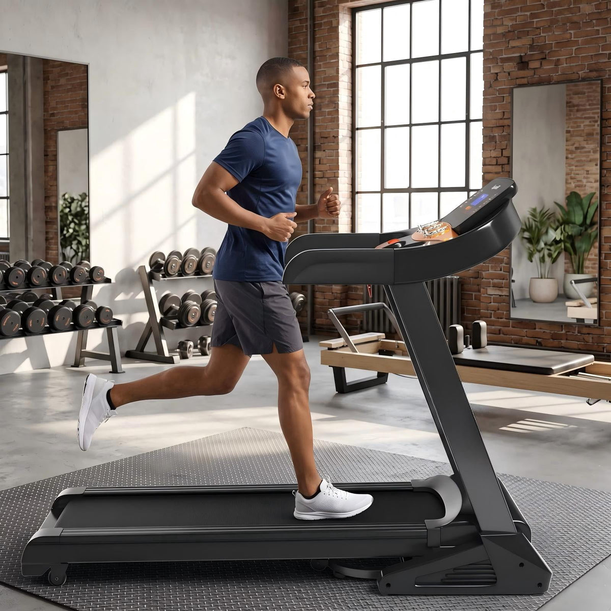 Airfind 3.75HP Folding Treadmill for Home, Electric Running Machine with Auto Incline, 12 Programs, App Control and Wide Running Belt, Black