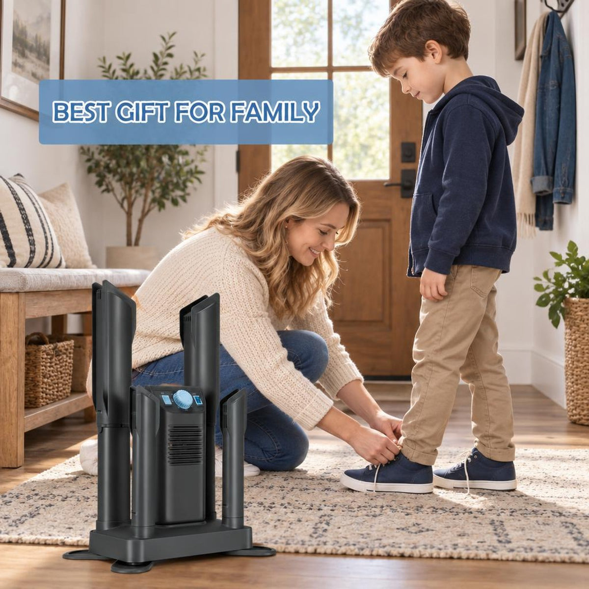 Airfind Electric Shoe Boot Dryer 4 Shoes with 180 Mins Timer Ozone Disinfection, PP fiberglass ABS Frame, Gray