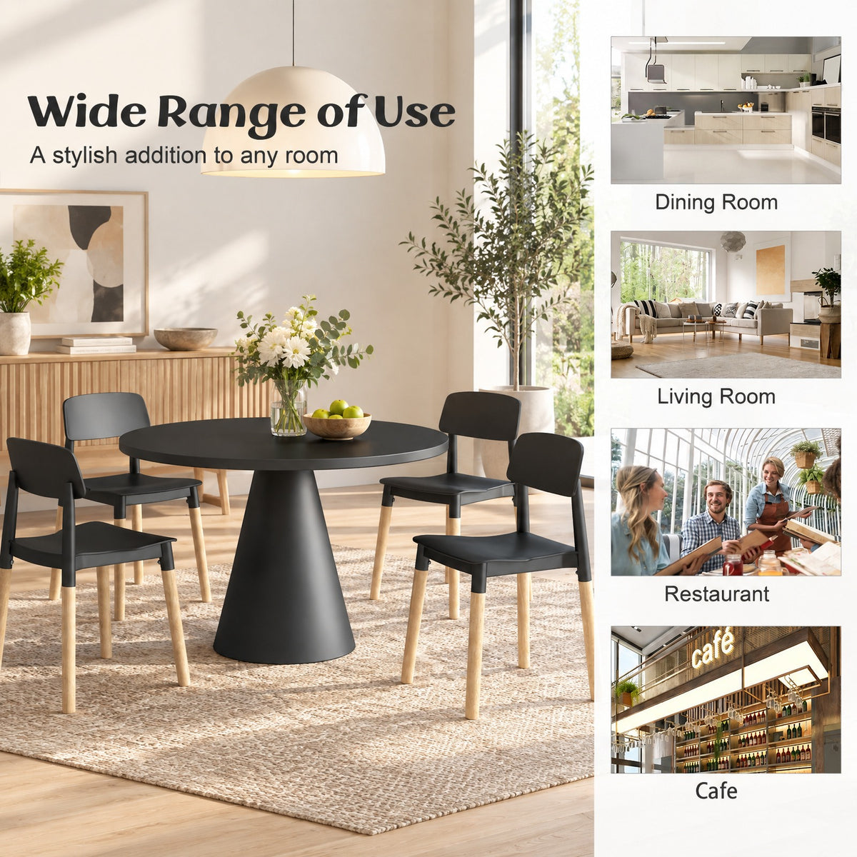 Airfind Modern Dining Side Chairs Set of 4 with Ergonomic Backrest for Dining Room, 330 lbs Capacity, PP Beech Frame, 19.5 x 17 x 30 Footprint