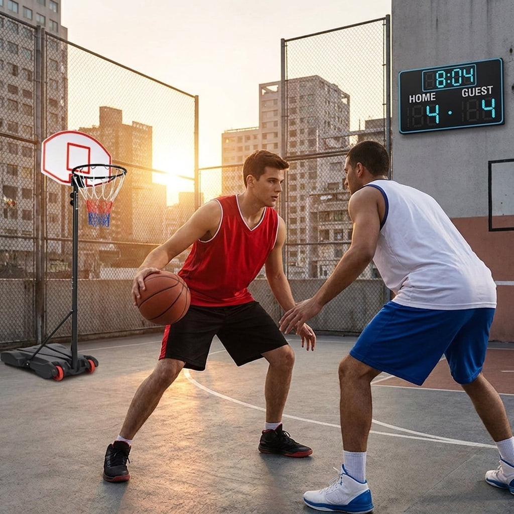 Airfind Portable Basketball Hoop with Adjustable Height and Stabilizing Weighted Base for Driveway and Outdoor Family Play, Black