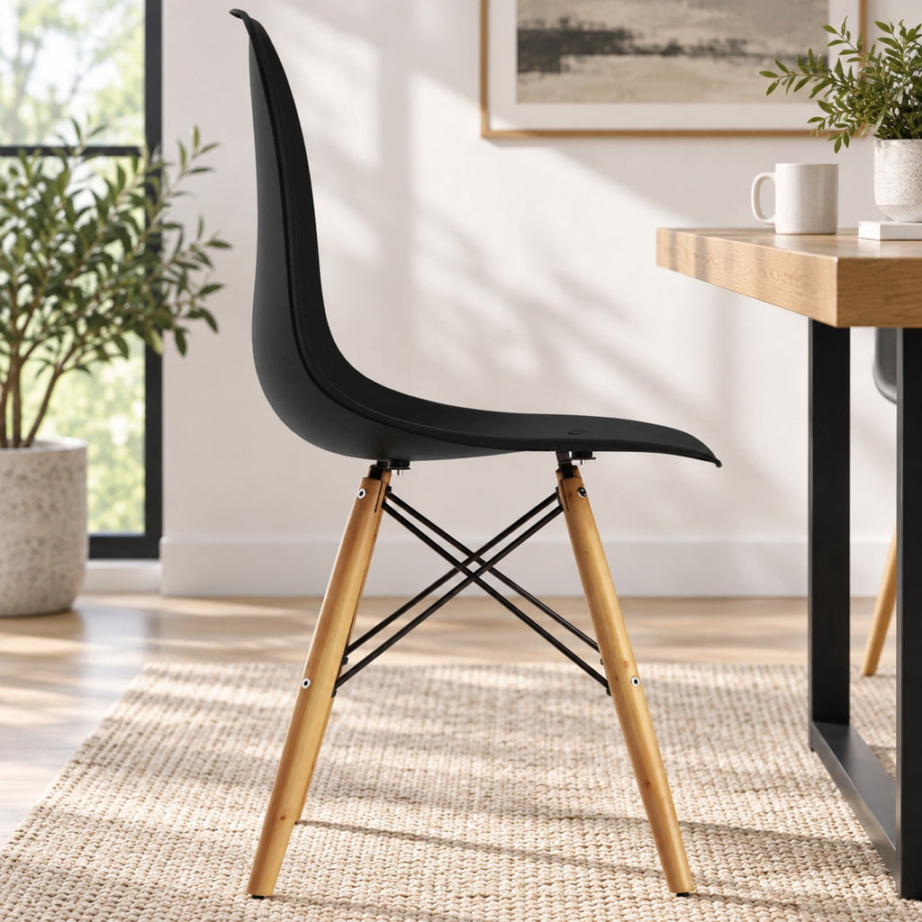 Airfind Set of 2 Mid-Century Modern DSW Dining Side Chair, PP seat Beech Wood legs Weight limit : 300 pounds Frame, 22in x 18.5in x 32in Footprint