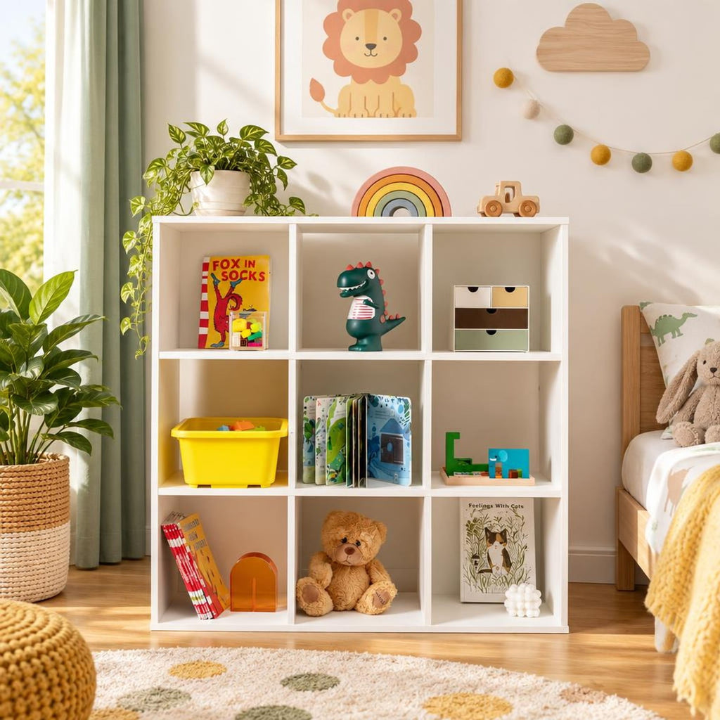 Airfind Wooden Kids Bookcase with Storage Cubbies and Anti-toppling Devices, 155 lbs Capacity, Engineered Wood MDF Frame, White