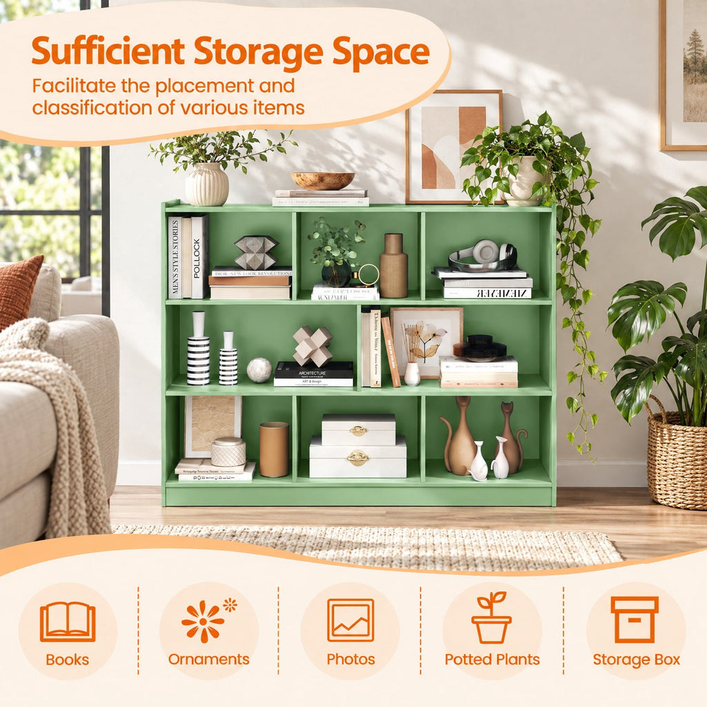 Airfind 3-Tier Open Bookcase 8-Cube Floor Standing Storage Shelves, 132 lbs Capacity, Engineered wood MDF Frame, 48 x 12.5 x 36.5 Footprint
