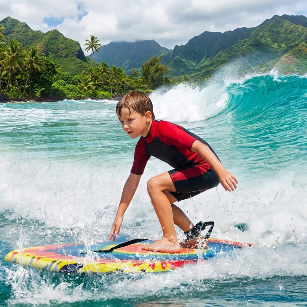 Airfind 37 Boogie Board with Geometric Drift Graphic Deck ¡ª EPS Core, XPE Top, HDPE Slick Bottom, Crescent Tail, Coiled Wrist Leash
