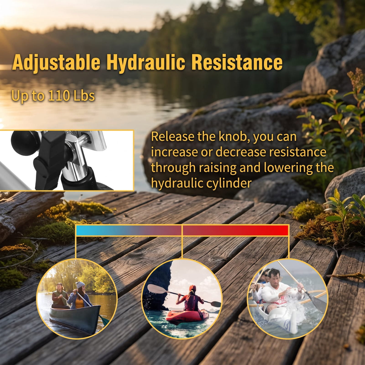 Airfind Adjustable Double Hydraulic Rowing Machine with LCD Monitor for Full Body Cardio Home Gym Foldable Workout, Black