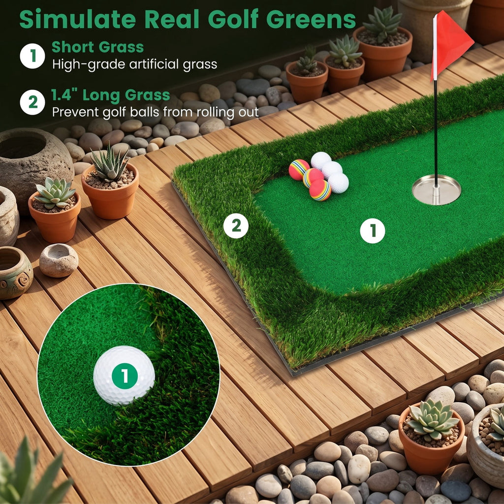 Airfind Floating Golf Green for Pool with 6 Golf Balls, Golf Flag, Hitting Mat and Tee, Waterproof EVA Practice Putting Green for Backyard Pool Party, Green