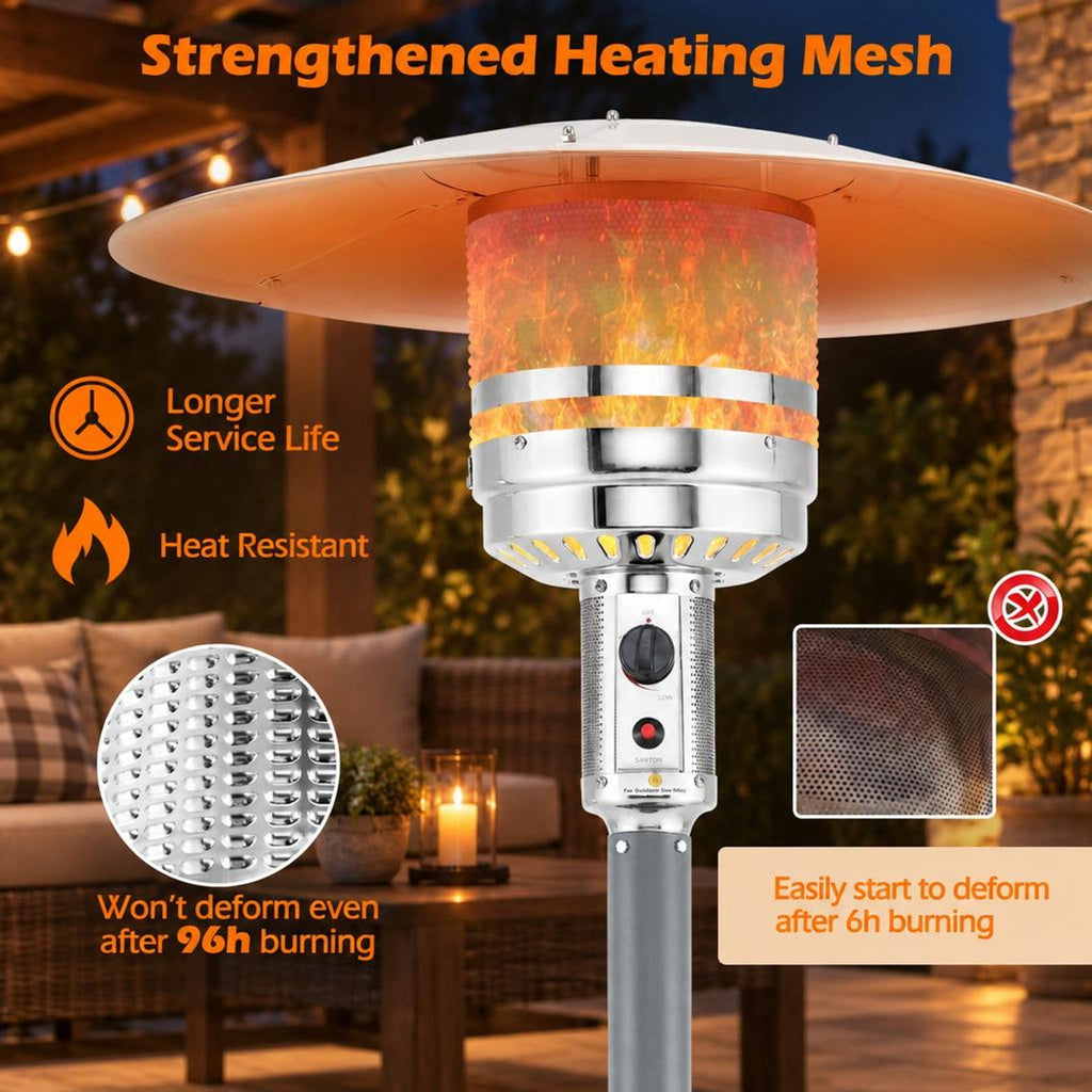 Airfind 50000 BTU Propane Patio Heater with Round Table Design, Aluminum 304 Stainless Steel Metal Frame, 32 x 87 Footprint, Gray