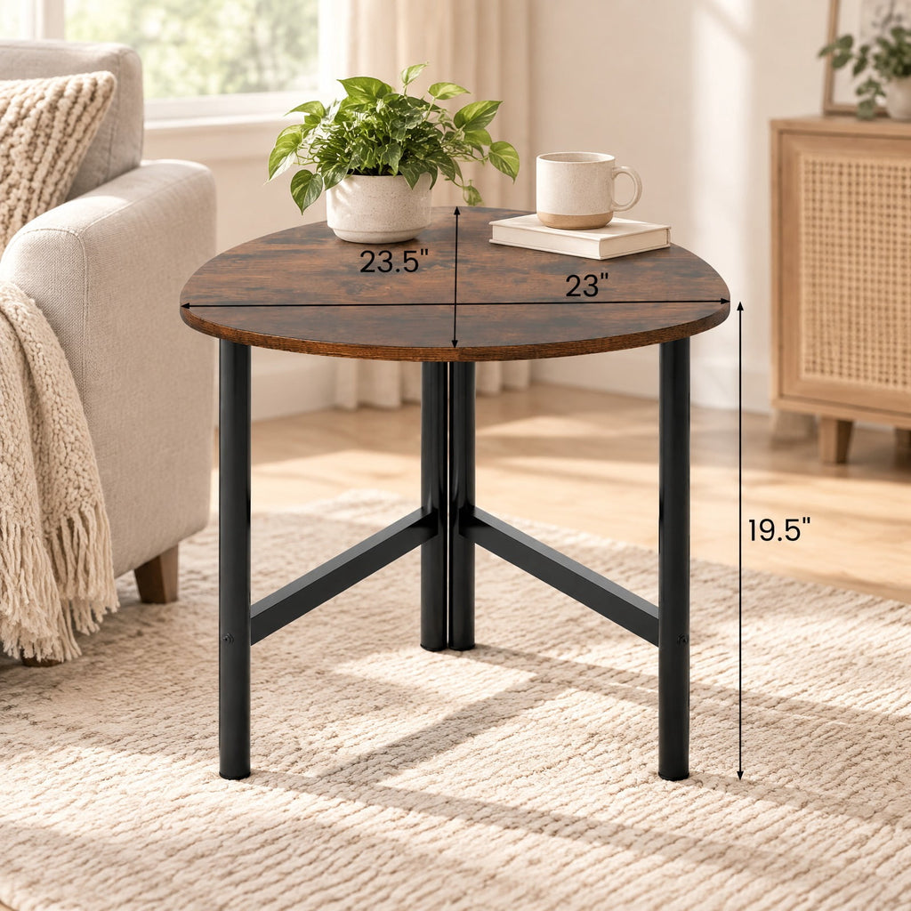 Airfind Triangle Coffee Table Oval Coffee Table with Metal Legs Industrial Center Table, 132 lbs Capacity, Engineered Wood Metal Frame, Coffee