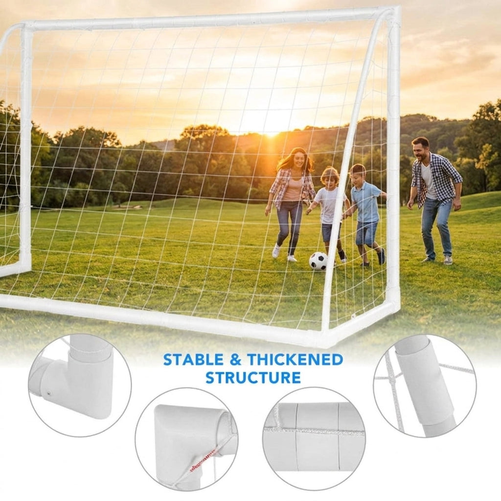 Airfind 6x4 Feet Outdoor Backyard Soccer Goal with Heavy-Duty UPVC Frame and Ground Pegs and Carry Bag and All-Weather Net for Kids Youth Practice Training, White