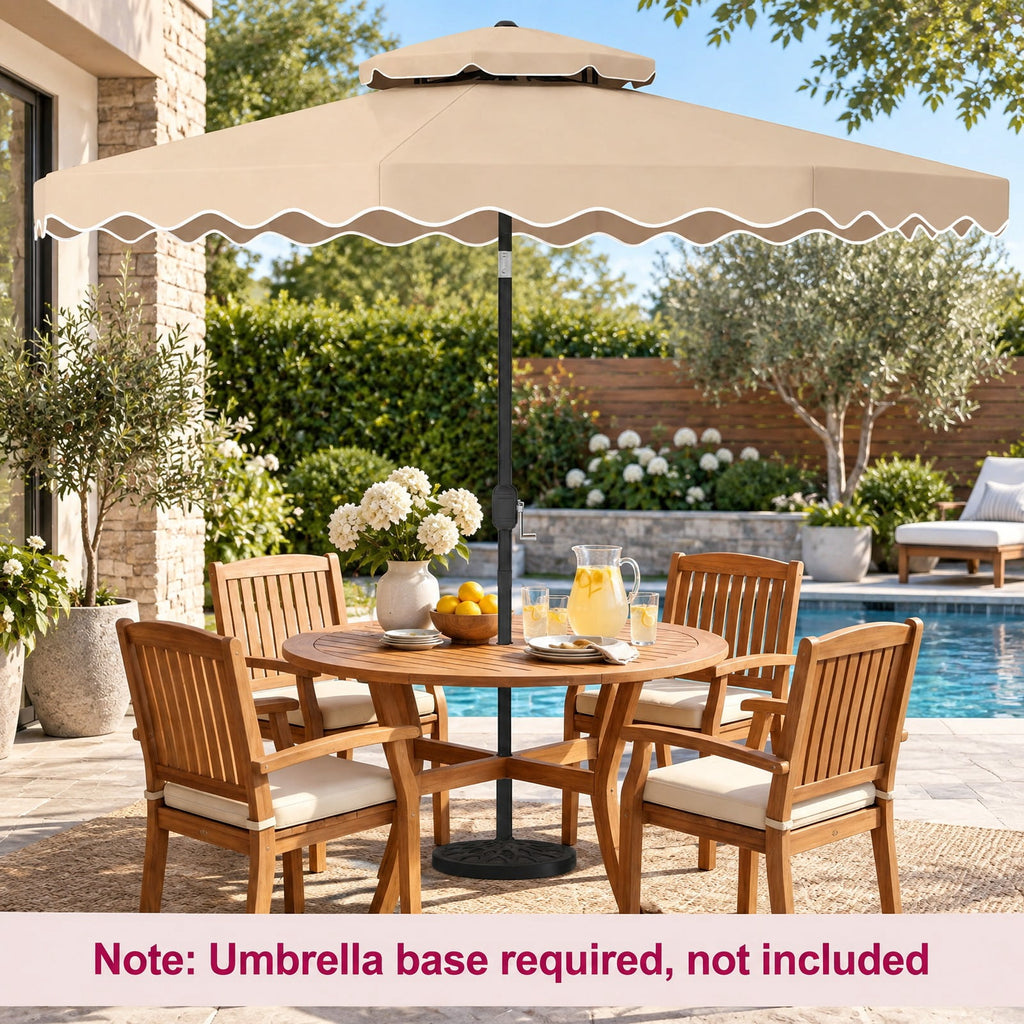 Airfind 9 Feet Patio Umbrella with Push Button Tilt and Crank, Polyester Fabric Metal Frame, 9 x 8.1 ft Footprint, Beige