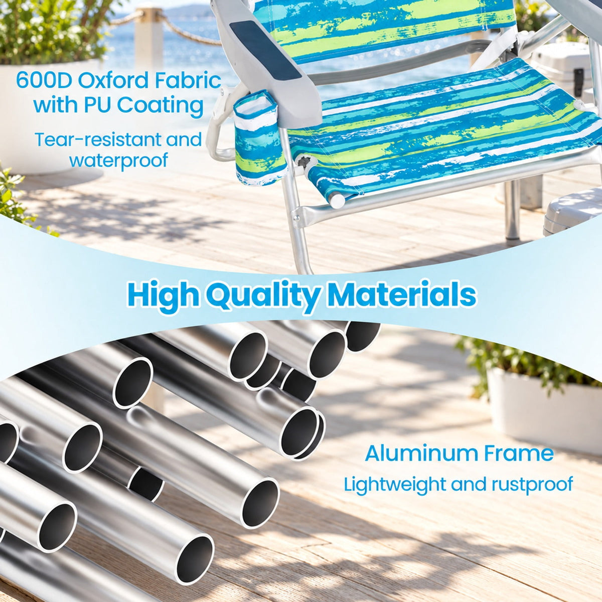 Airfind 2 Pack Folding Beach Chair with Adjustable Positions and Head Pillow, Metal Oxford Fabric Aluminum Frame, Green