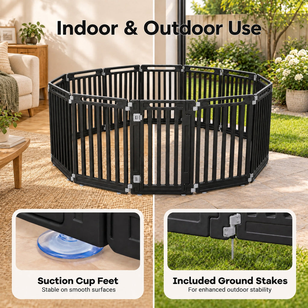 Airfind 31.5 Height Indoor Outdoor Dog Playpen with 12 Panels, Black, Suitable for indoor and outdoor use, Ideal for RV camping travel backyard and more