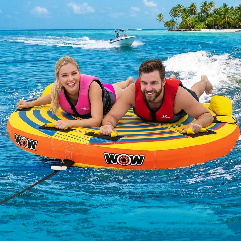 Airfind Heavy-Duty Inflatable Towable Tube for Boat Excursions, Yellow