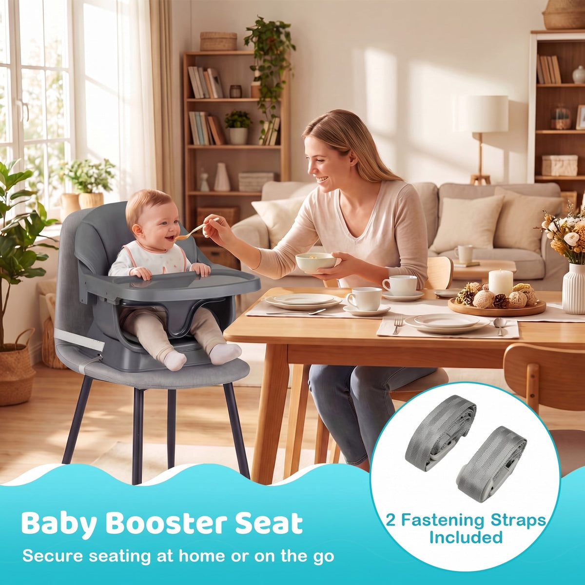 Airfind 9-in-1 Convertible High Chair with Solid Wood Legs for Babies and Toddlers, 33 lbs Capacity, PP Frame, for 6 months to 3 years old, Gray