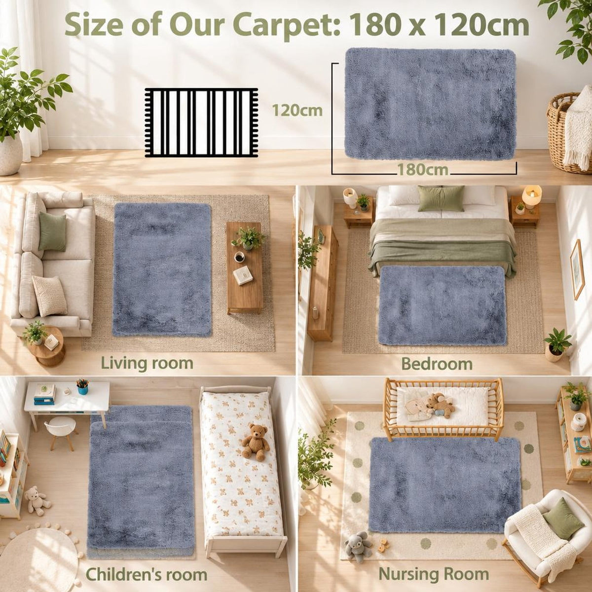 Airfind 4x6 Feet Modern Soft Shag Rug with Non-slip Grip Dots, Polyester Sponge, 4 FT X 6 FT for Convenient Everyday Use, Light Gray