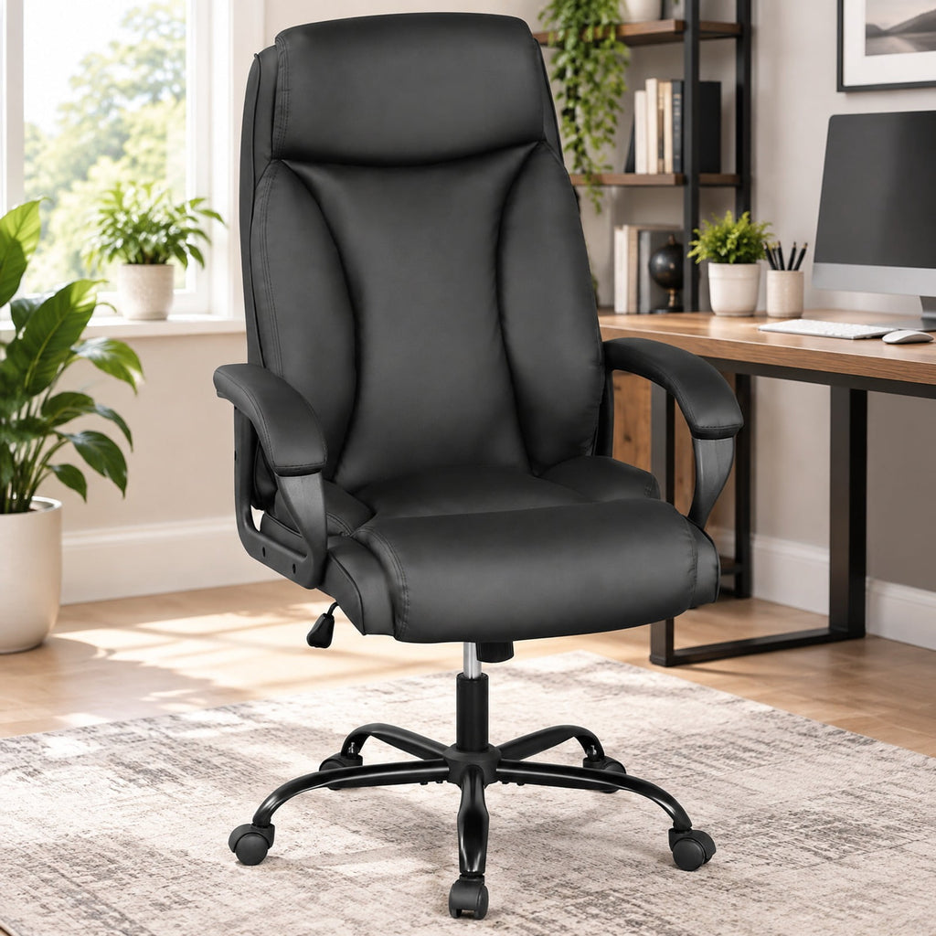 Airfind 400LBS Big and Tall Chair High Back Executive Chair Ergonomic Leather Computer Chair, 400 lbs Capacity, Brown