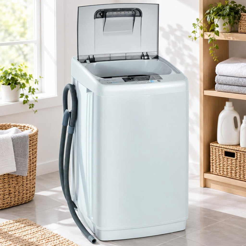 Airfind 8.8 lbs Portable Full-Automatic Laundry Washing Machine with Drain Pump, PP Stainless Steel Frame, 18 Footprint, Grey