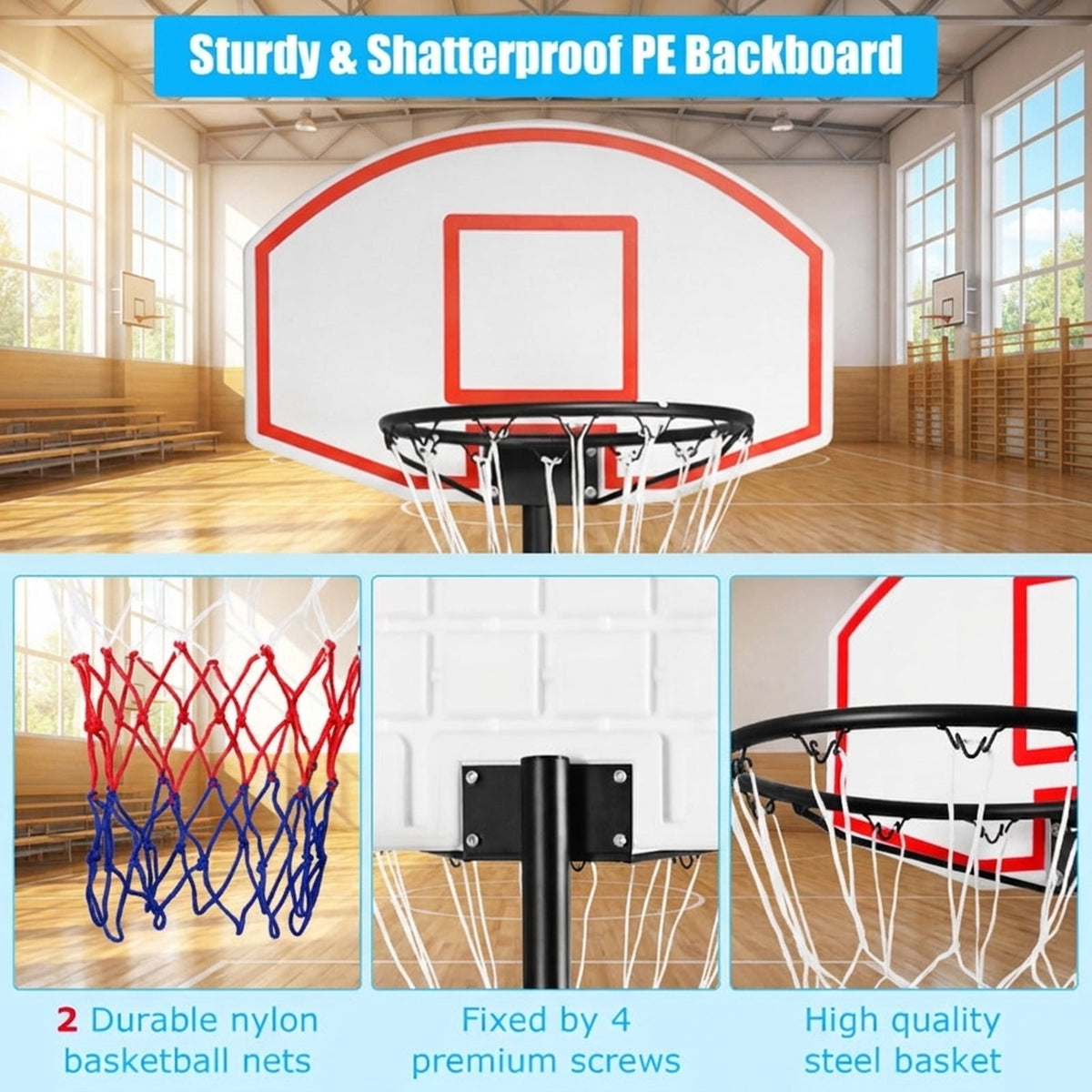 Airfind Portable Basketball Hoop with Adjustable Height and Stabilizing Weighted Base for Driveway and Outdoor Family Play, Black