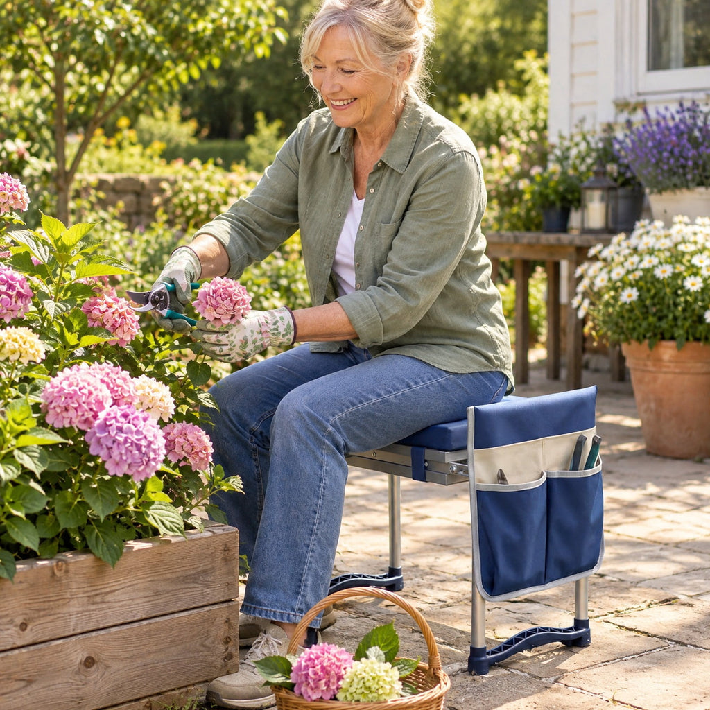 Airfind Garden Kneeler and Seat Foldable Gardening Stool with Wide EVA Foam Padding, 350 lbs Capacity, Metal EVA Frame, 21 x 12 x 17 Footprint