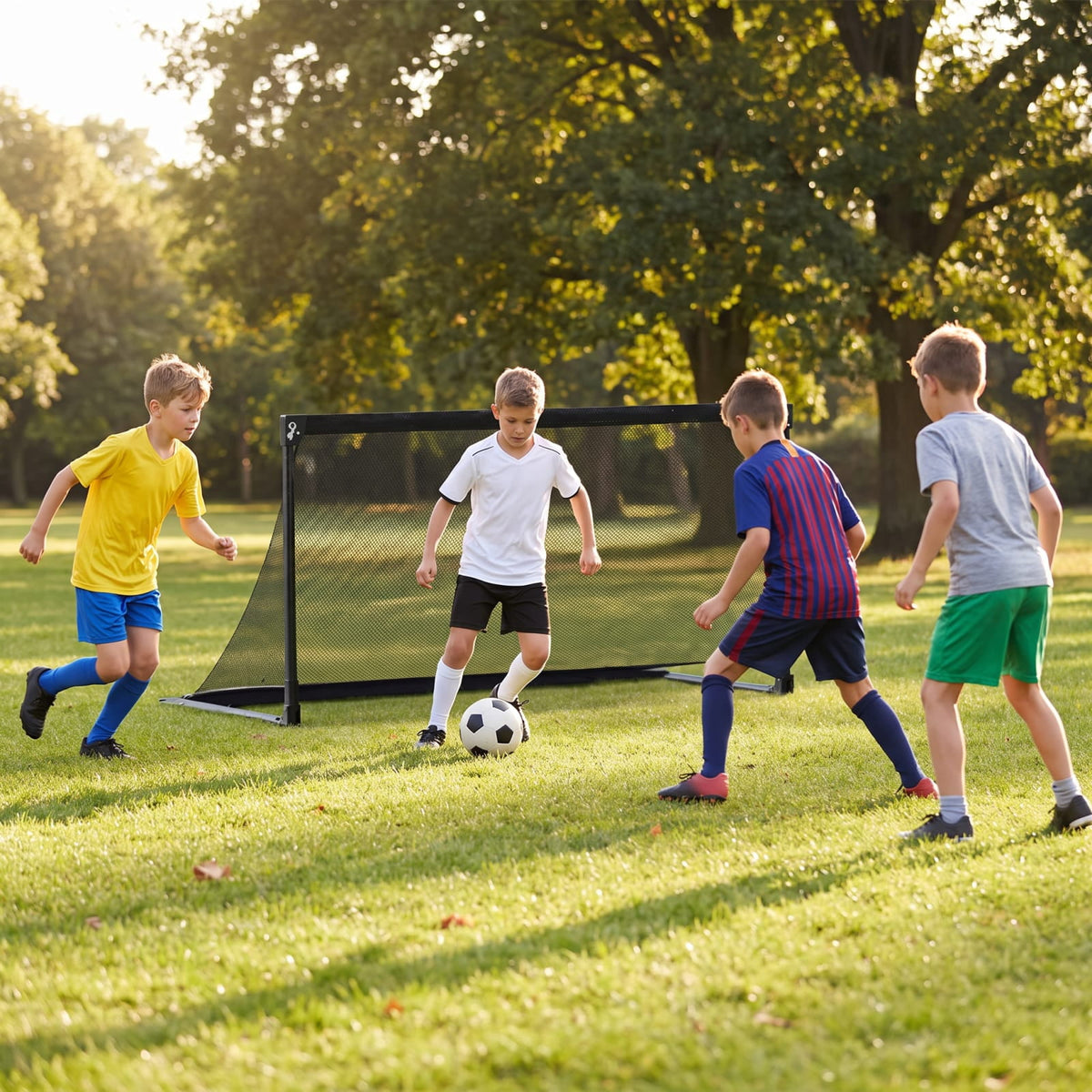 Airfind Portable Pop Up Soccer Goal for Kids with Heavy Duty Metal Frame and Ground Stakes for Backyard Training and Outdoor Practice, Black