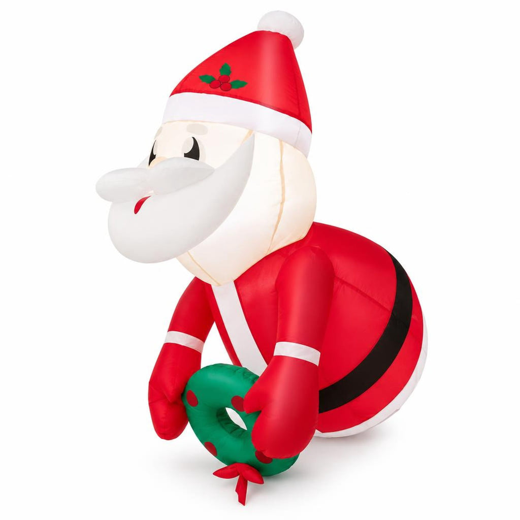 Airfind 3.3 Feet Lighted Inflatable Santa Claus Broke Out from Window, Polyester Fabric Frame, Red, powerful blower for easy inflation