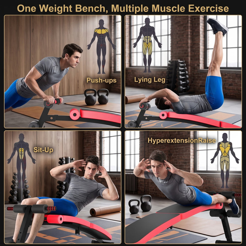 Airfind Abdominal Twister Trainer with 3-Level Adjustable Bench, Iron Frame Core Ab Workout Machine for Home Gym, 441 lbs Capacity, Red