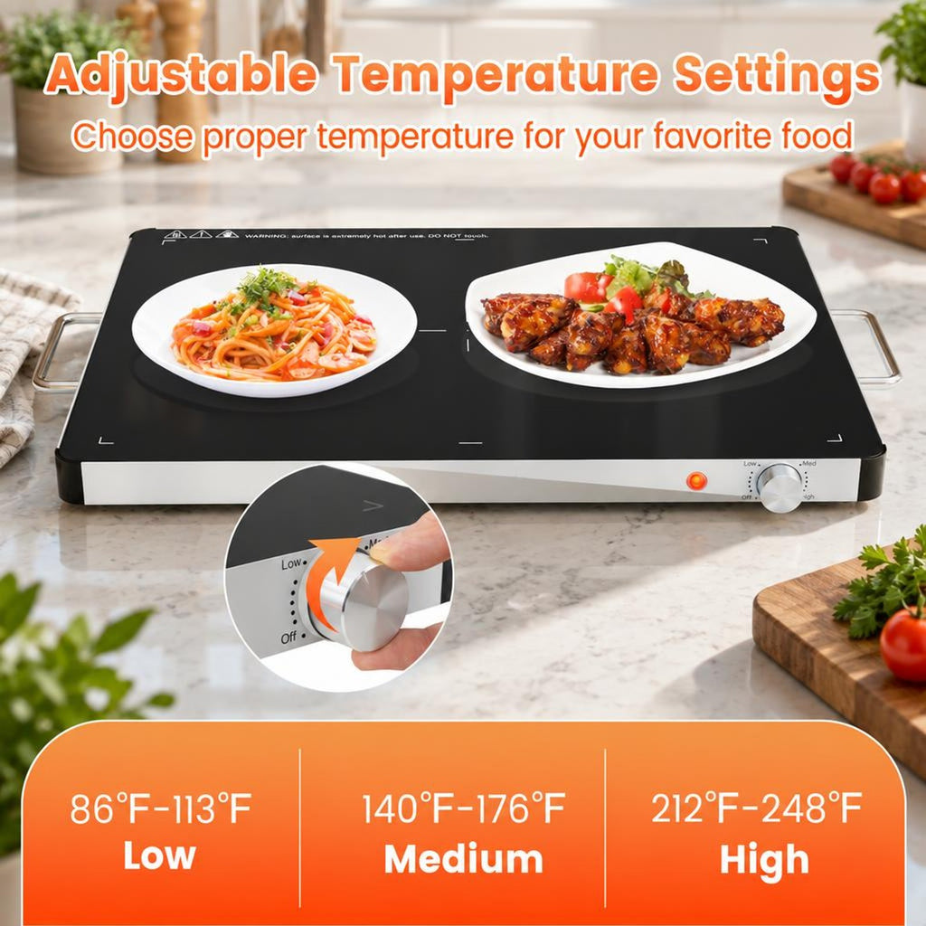 Airfind Electric Warming Food Warmer with Adjustable Temperature Control and Overheat Protection, 24 x 16.5 x 1.5Length of Footprint
