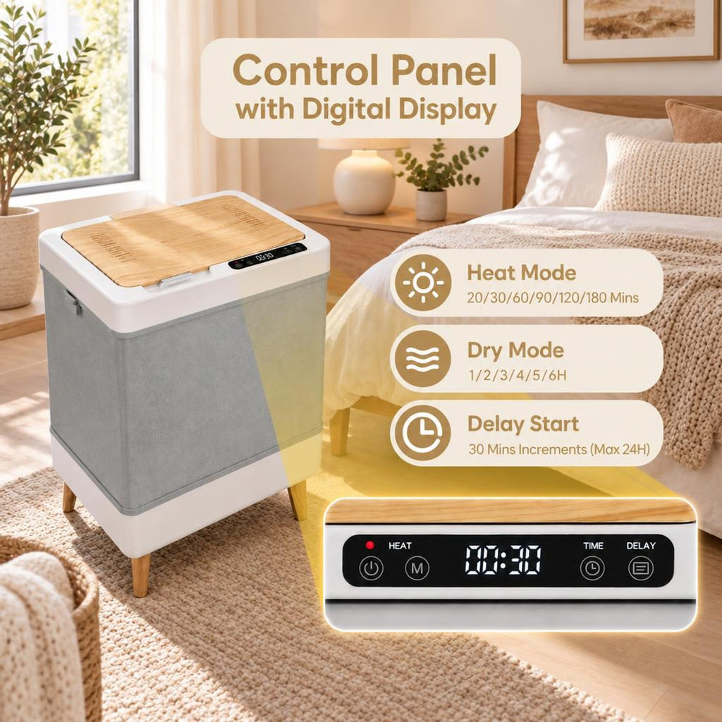 Airfind Towel Warmer Bucket with Foldable Design and Auto Shut Off for Bathroom, Natural, 8 mins to max temperature