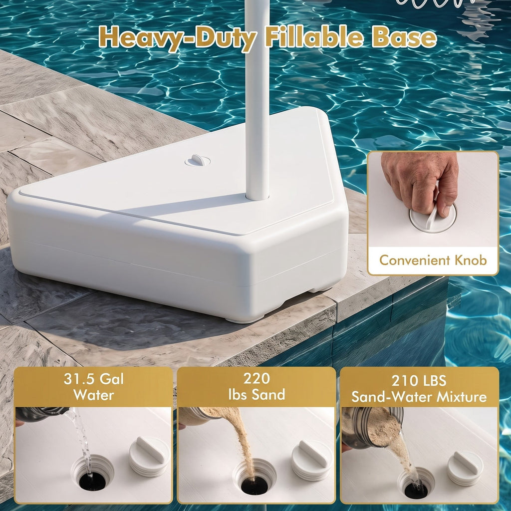 Airfind Poolside Basketball Hoop System, Adjustable Height Pool Basketball Set with 2 Water Balls and Pump, Metal PC Backboard for Swimming Pool Outdoor Family, White