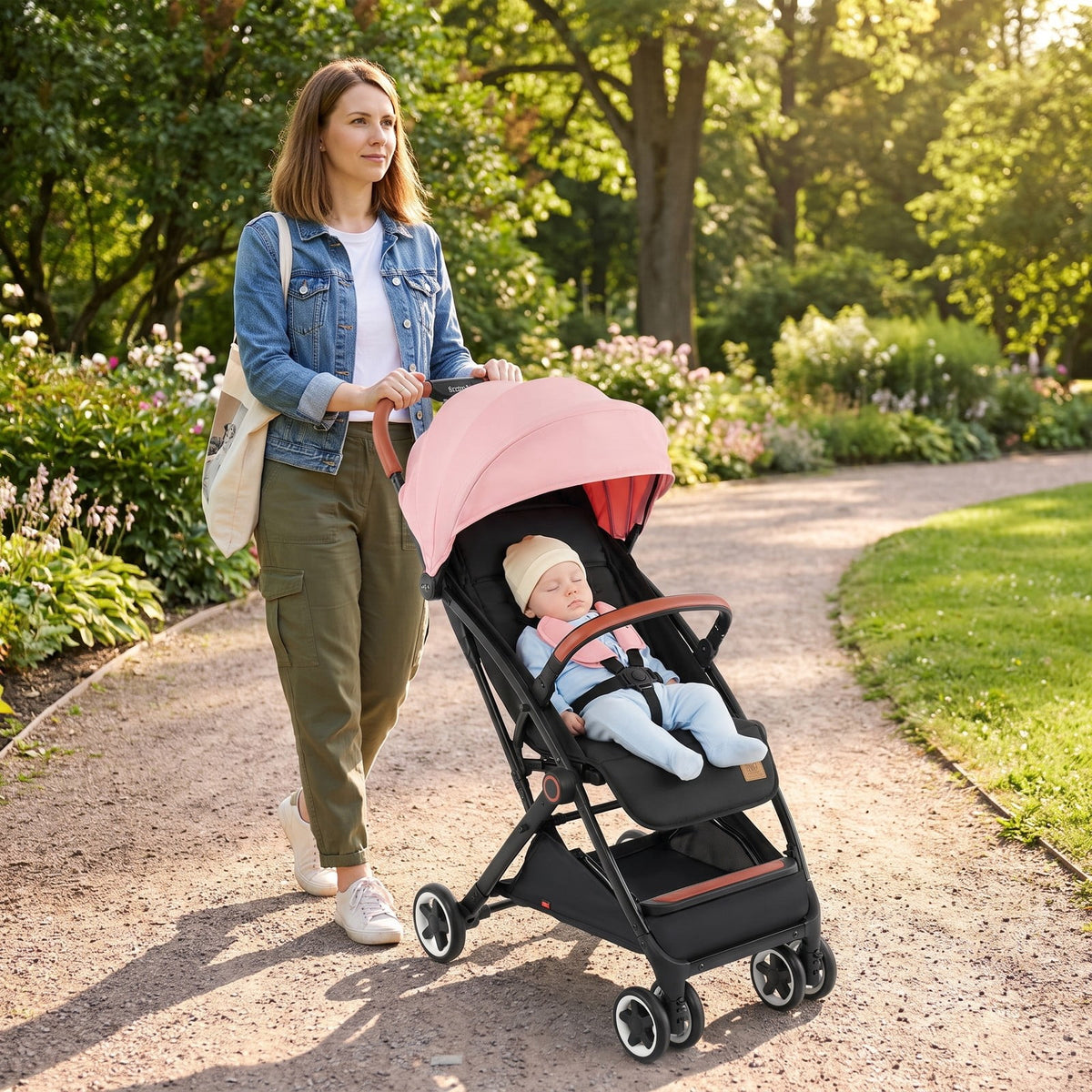 Airfind Lightweight Aluminium Frame Baby Stroller with Net, Aluminium Alloy Iron Fabric Frame, for 0-3 years old, 28.5 x 20.5 x 38 Footprint
