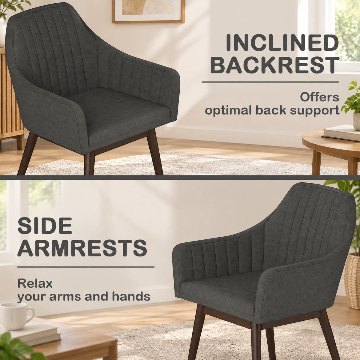 Airfind Dining Chairs Set of 2 Upholstered Accent Chairs with Comfy Padded Backrest and Seat, 286 lbs Capacity, Black