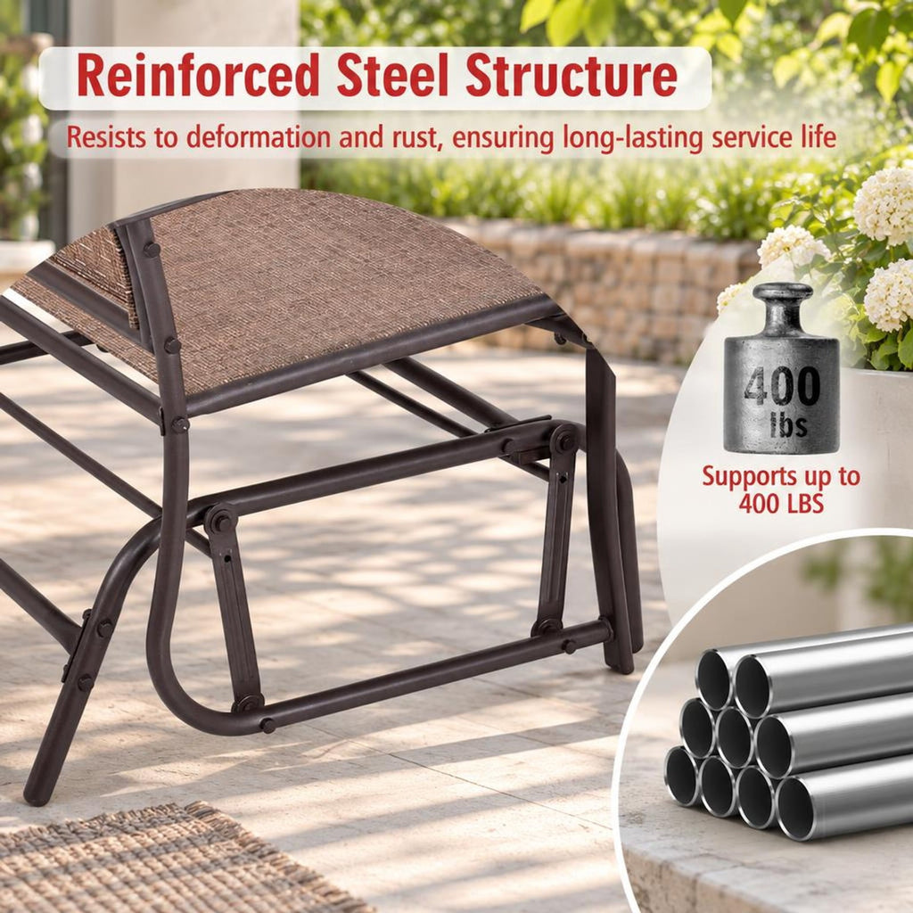 Airfind Outdoor Iron Patio Rocking Chair for Backyard and Lawn, 396 lbs Capacity, Steel and textilene Frame, 41.3 x 28.1 x 36.6 Footprint, Black