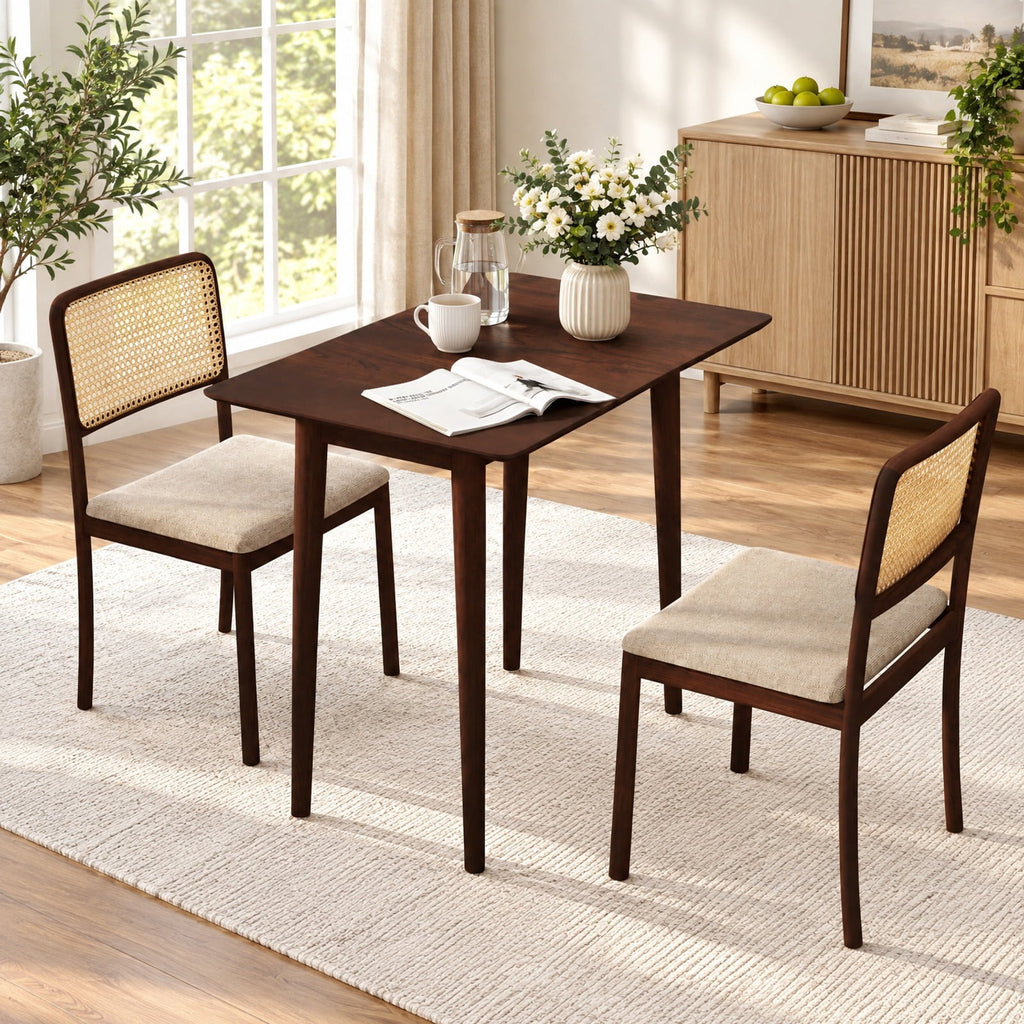 Airfind Rectangular Wooden Dining Table for 2-4 34 Inch Farmhouse Solid Wood Kitchen Table, 165 Lbs Capacity, MDF Rubber Wood Rectangular, Walnut