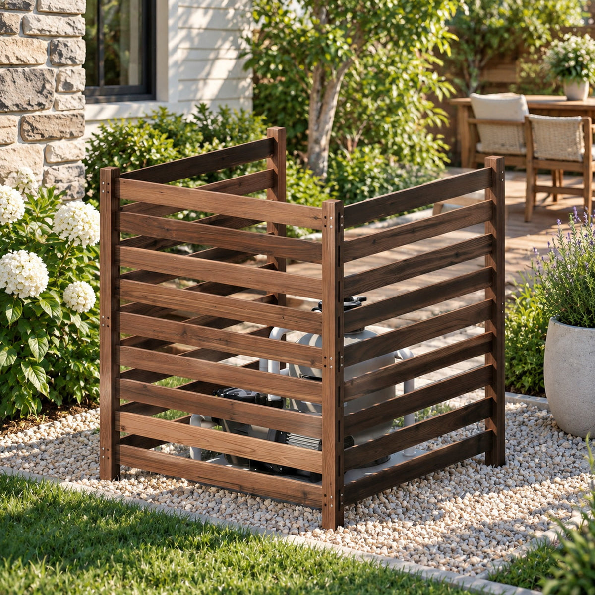 Airfind 3-Panel Wooden Outdoor Privacy Fence with Ground Stakes, Fir Wood Frame, Brown, Product Dimensions of Each Screen 38.5 Inch
