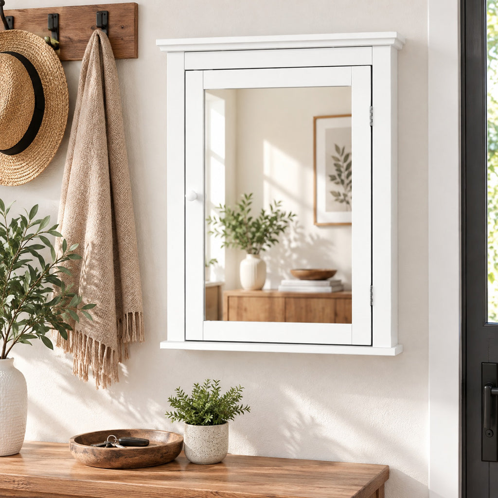 Airfind Bathroom Mirror Cabinet Wall Mounted Adjustable Shelf Medicine Storage, 11 lbs Capacity, MDF and glass Frame, 22 x 6 x 27.5 Footprint